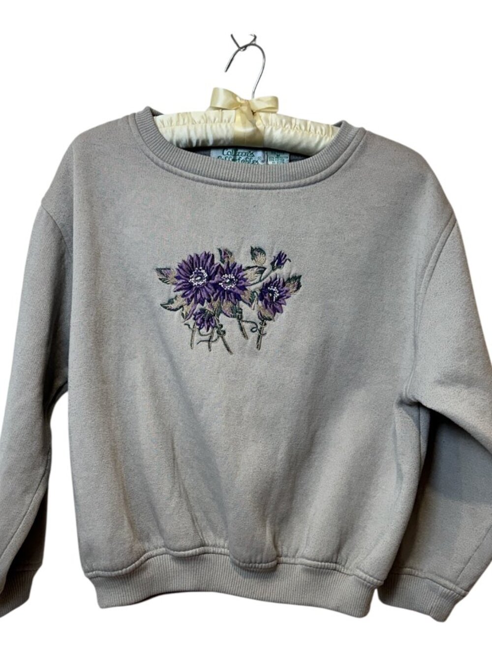 Vintage Colleen's Collectables Embroidered Crop Sweatshirt Top Floral M/Pet